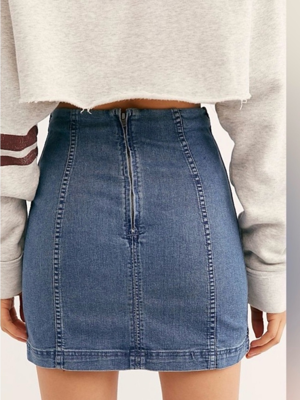 Free People Modern Femme Denim Panel Mini Skirt in Blue size 4 - Picture 2 of 5